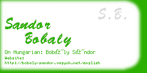 sandor bobaly business card